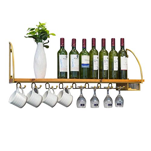 Porte-bouteilles mural avec planche de bois pour salon convivial - 2