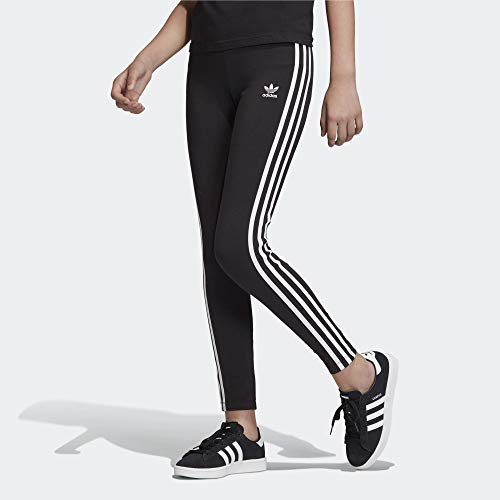 Adidas Originals Girls' 3 Stripes Leggings, Black/White, Medium #TOP2