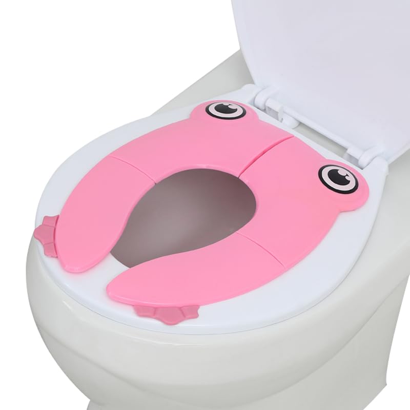 PandaEar Adaptador WC Niños | WC Portatil Niños | Reductor de Inodoro para Viajes y Entrenamiento de Baño | Ideal para Niños y Niñas (Pink)