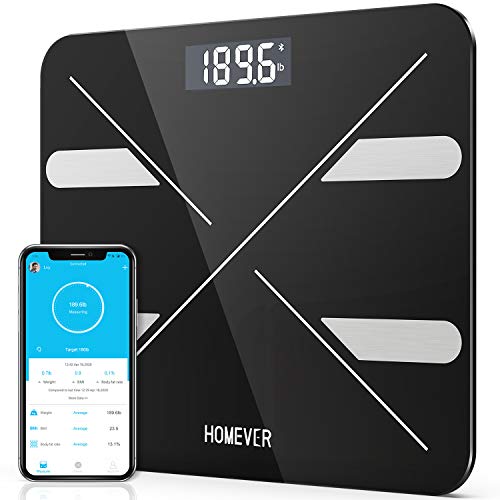Bluetooth Body Fat Scale, Homever Smart BMI Scale Digital Bathroom Wireless Weight Scale