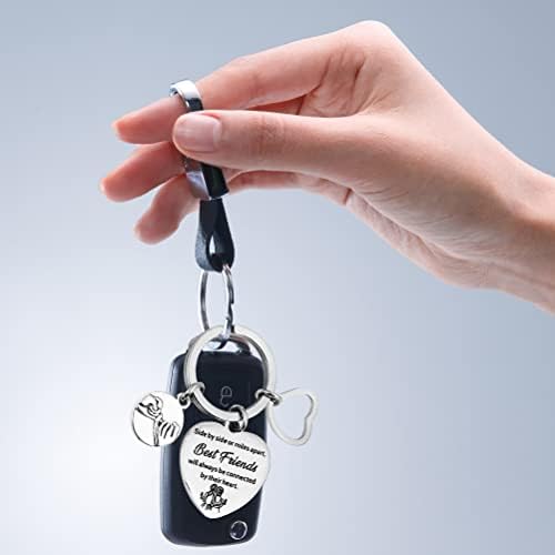 FUYOAL Best Friends Keychain, Exquisite Friendship Keyring Best Friends Will Always Be Connected By Their Heart Keyring for Birthday Christmas Gifts