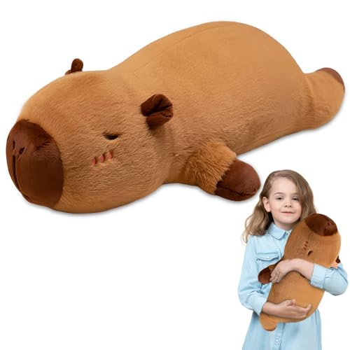 XPJBKC Almohada de Carpincho, Capibara Peluche Grande Kawaii, Peluche Capibara Gigante for Niños Niñas Dormitorio Sofá Decoración(70 cm, Marrón)