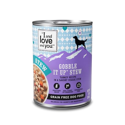 I AND LOVE AND YOU Wet Dog Food - Gobble It Up Stew - Turkey Recipe, Grain Free, Filler Free 13oz can, 12pk