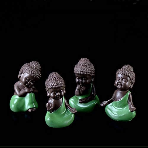 TATEELY Mini Monk Figurine Buddha Statue Tathagata India Yoga Mandala Sculptures Ceramic Tea Ceremony Ornaments Gift Home Decor 4 Pcs