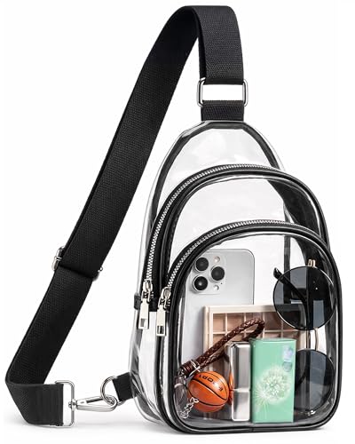 Vosturdy Clear Sling Bag for Stadium Events Clear Purse for Women with Widen Strap Crossbody Handbag for Concert Sports Fan