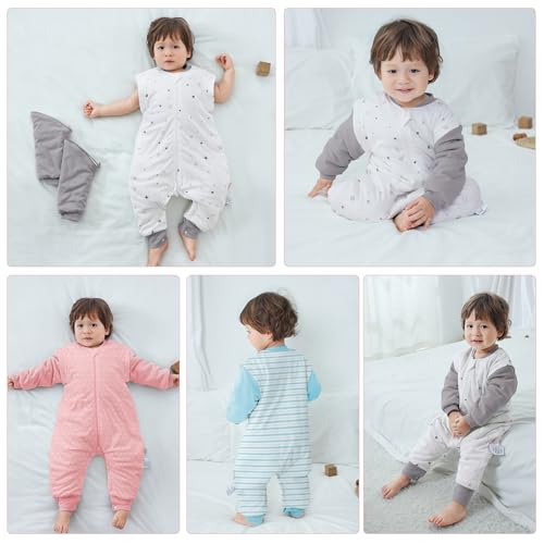 Image of LAT Baby Sleep Bag with Feet Winter, Wearable Blanket, Warm Sack for Toddler Thicken 2.5 TOG-Removable Sleeves