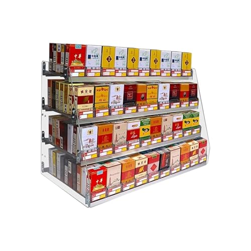 Présentoir mural pour paquets de cigarettes : rangement trapézoïdal pour bureau de tabac moderne