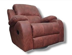 كرسي استرخاء دوار مع حامل أكواب ومسند ذراع مريح للاسترخاء المنزلي من رياض جروب، أحمر