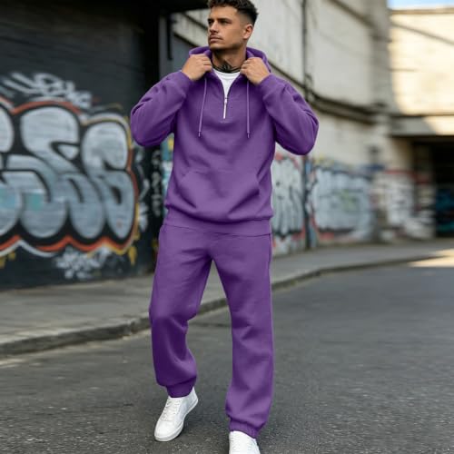 Mens Sweatsuits 2 Piece Set Oversized Ligh Weight Training Jogging Suits - image 5