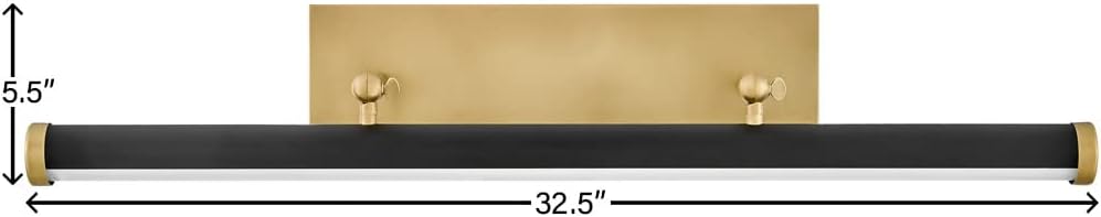 Hinkley Regis 32.5" Adjustable Integrated LED Accent Light, Picture Light Draws Attention to Art or Architectural Features, Install Up/Down, Acrylic Lens, Heritage Brass and Black Accent