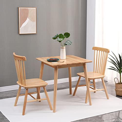 Ogmill 27.6" Small Square Wooden Dining Table For 2, Kitchen Dinner Table Rustic Wood Dining Table Mid Century Modern Farmhouse Table With Solid Wood Leg For Small Spaces #TOP5