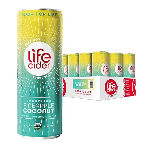 Life Cider Pineapple Coconut Apple Cider Vinegar Soda (12 Pack)