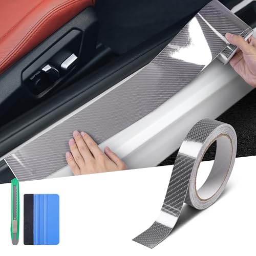Image of Lypumso 6D High Gloss Carbon Fiber Vinyl Wrap Tape, Chrome Delete Tape for Cars Motorcycle Detailing DIY Car Door Edge Guard Decals Blackout Tape Roll (6D Grey, 1in x 30ft)