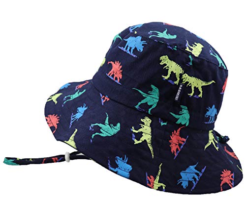 Baby Sun hat,UPF 50+ Baby Beach Hat,Baby Boy Hats with Strings,Adjustable Toddler Hat,Kids Hats,Kids Bucket Hat,0-12T(Dino 1,0-6m)
