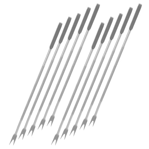 Sewroro Lot de 10 Fourchettes à Fruits de Mer en Acier Inoxydable Argenté Cure-Noix Multifonctionnelles pour Crabe Homard et Noix Outil Compact et Réutilisable pour Préparation et