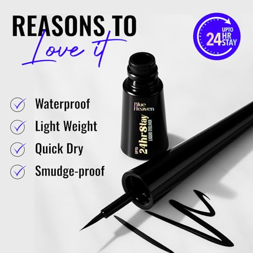 Image of Blue Heaven 24hr Stay Liquid Eyeliner Waterproof Smudge Proof | Quick Dry, Fine-Tip Brush for Precision | Long-Lasting Eye Liner for Women | Cotton Candy | 3ml
