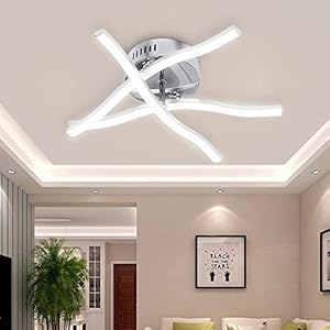 ALLOMN Led-plafondlamp, kroonluchter lamp modern golvend design plafondlamp met 3 stuks golflicht voor woonkamer slaapkamer eetkamer (18 W 3 lampen koud wit)