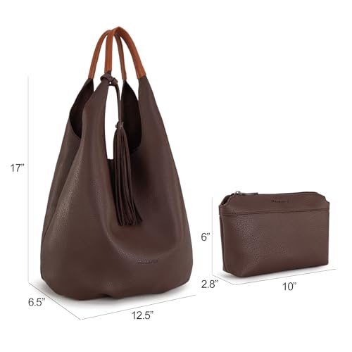 Image of Montana West Hobo Bags for Women Slouchy Handbags 2PCS Tassels Shoulder Bag with Comestic Bag