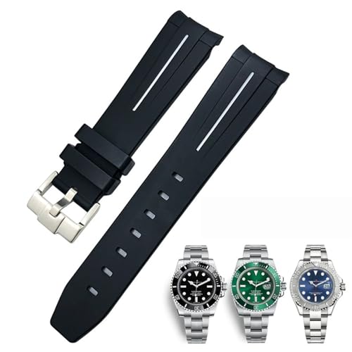 Bracelet caoutchouc silicone 20mm étanche pour montre Rolex Submariner