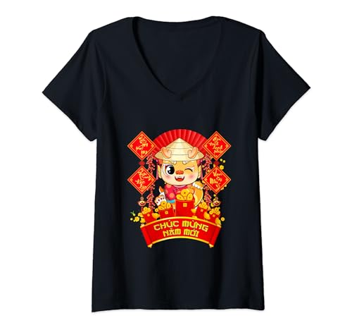 Mujer Linda chica Ao Dai Dragon 2024 Año Nuevo vietnamita Li Xi Me Camiseta Cuello V