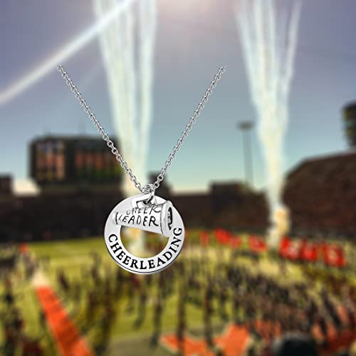 Cheerleading Necklace Cheerleader Gifts Cheer Megaphone Charm Necklace Gifts Cheerleading Jewelry Cheer Team Coach Gifts (silver)