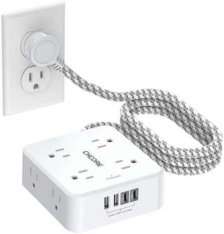 Surge Protector Power Strip - CHCORE 5Ft Braided Extension Cord w...