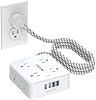 Protector de sobretensión con regleta - CHCORE cable de extensión trenzado de 5 pies con 8 tomacorrientes y 4 puertos USB (2 USB C) de carga, enchufe plano multi-tomacorrientes estación de carga para hogar oficina, ETL, blanco 2