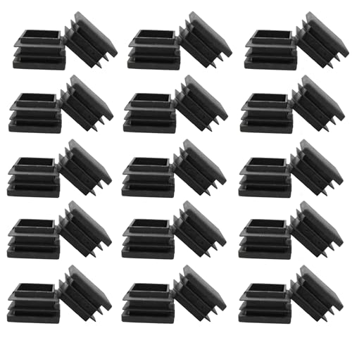 Image of Septe 1-1 /4 inch Square Plastic Plugs,Black Tubing End Plastic Caps for Square Tube, Chair Legs, Table Legs(30Pcs)