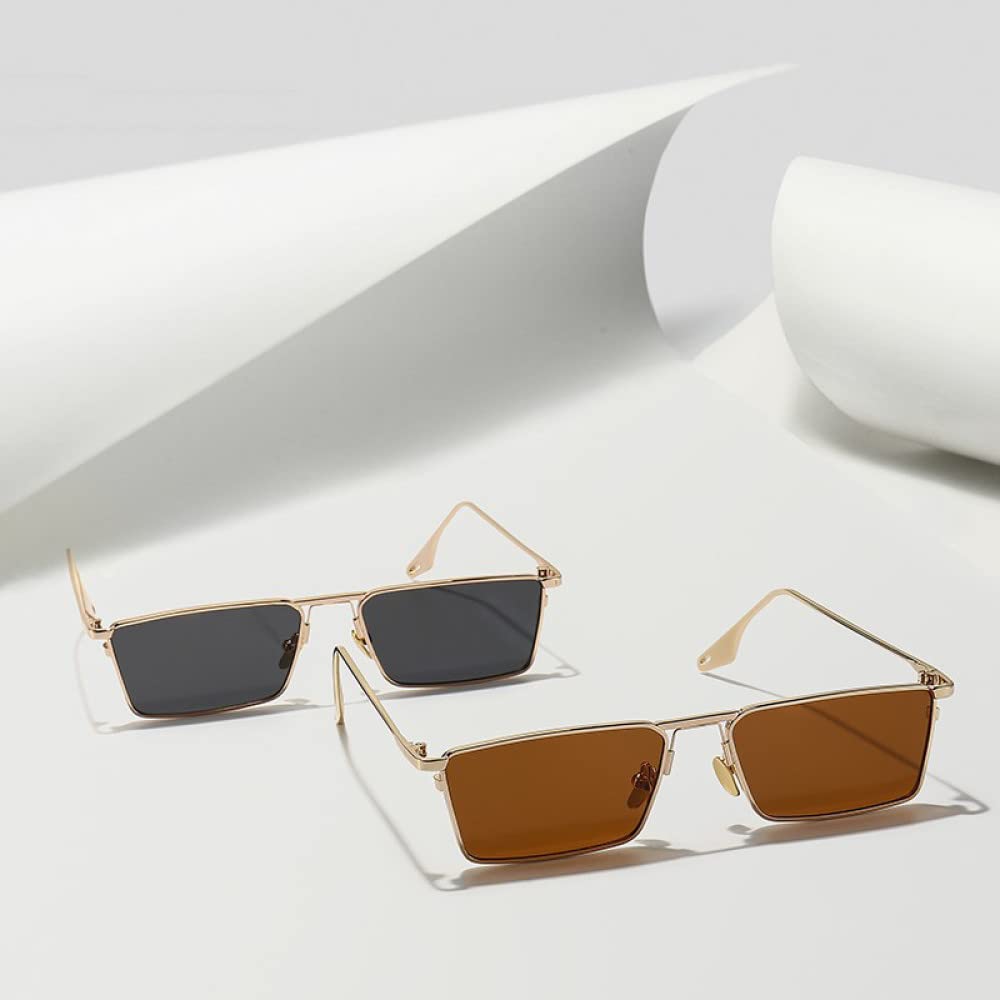 Petites lunettes de soleil rectangulaires pour homme et femme Verres en métal Vintage Monture Sport Dropship Lunettes UV400