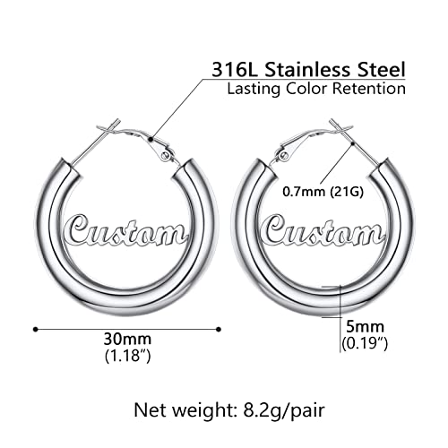 Image of Stainless Steel Chunky Hoop Earrings For Women, Minimalist and Chic, Black /Gold Plated, Round Hoops Earrings Hypoallergenic, Size: 30mm /40mm /60mm /80mm, Come with Box