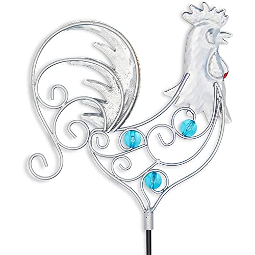 Okuna Outpost Metal Rooster Planter Stakes For Yard And Garden Decor (5.5 X 24.5 In, 4 Pack) #TOP4