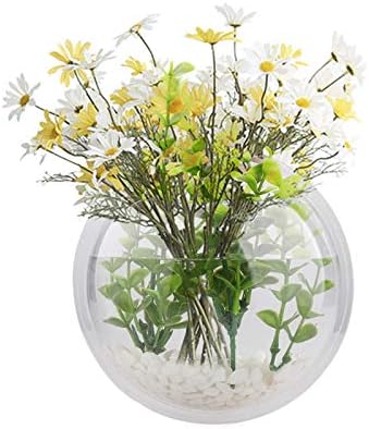 DAMEING Wall Hanging Fish Tank, Acrylic Round Wall Mounted Hanging Fish Bowl Aquarium Tank, Gold Fish and Beta Fish Plant Vase Home Decoration Pot, Transparent (15x15CM)