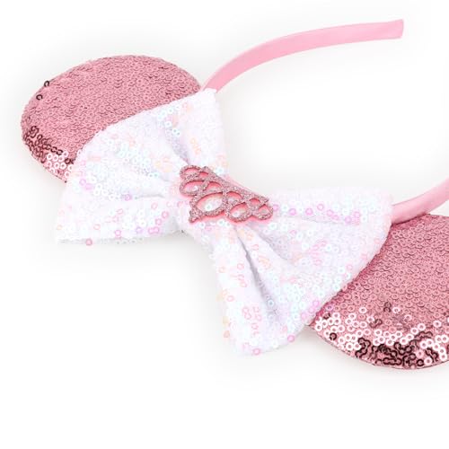 Image of DRESHOW Mouse Ears Bow Headbands Minnie Ears Headband Glitter Party Decoration Cosplay Costume for Women