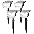 Linkind Solar Spot Lights Outdoor, 60 LEDs Solar Lights Outdoor Waterproof IP67 with 30% Conversion Rate, Ideal for Landscape, Garden, Yard, Pathway (4 Pack, Cool White)