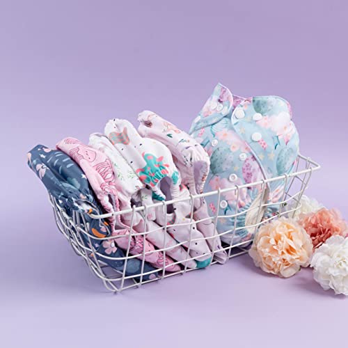 babygoal Reusable Cloth Diapers 6 Pack+6pcs Rayon from Bamboo Inserts+Wet Bag, One Size Adjustable Washable Pocket Nappy Covers for Baby Girls and Boys 6FG38 by babygoal - Image 6