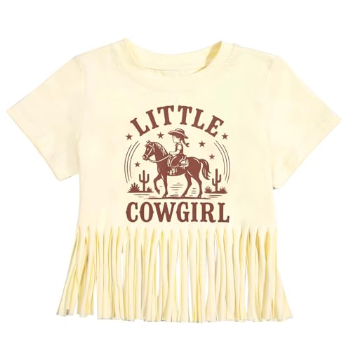 Image of Girls Western Shirt Cowgirls Embroidered Country Concert T Shirt Graphic Horseback Rider Tassel Fringe Tee Tops
