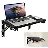 GHWMYD Wandregal Holz, Klapptisch für Kleine Räume, Faltbar Schweberegal für Büro, Wohnzimmer, Schlafzimmer, Küche, Büro, Retro Dekorativ Regale für Wände mit Schwerlast Klappkonsole, Schwarz