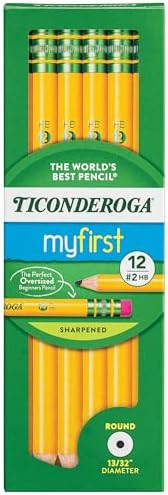 My First Ticonderoga Primary Size #2 Beginner Pencils, Box of 12, Yellow (33312)