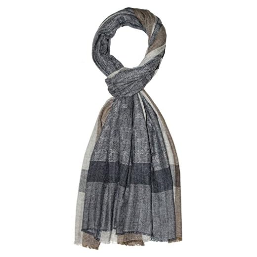 Lorenzo Cana Sciarpa da uomo sciarpa del cambio 100% cashmere sciarpa di cashmere panno in fibra naturale sciarpa da uomo, A scacchi naturale-marrone chiaro, 70 x 200 cm
