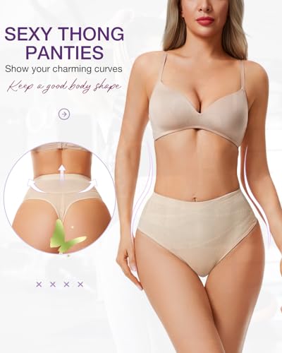 Tummy Control Thong Shapewear for Women Low Rise Thong Panties Seamless Body Shaper Girdle Underwear3