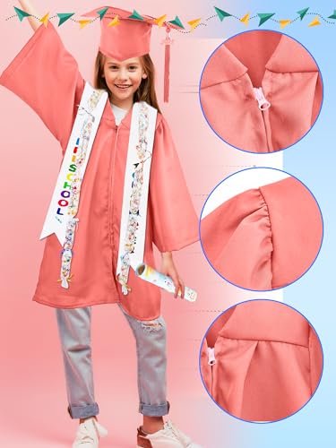 Image of Unisex Kids Kindergarten Graduation Gown Cap Tassel Stole Preschool Graduation Gown Robes Certificate for Boy Girl