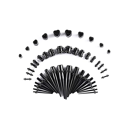 Memsion Ear Stretching Kit Gauges for Ears, 70 Pcs 14G-20mm Ear Gauges Expander Set Acrylic Ear Tapers and Plugs