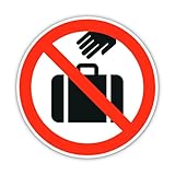 Laminierte Aufkleber: 200 mm, 1 Stück - XXL Take Baggage Prohibited Flugfeld Warnsymbol