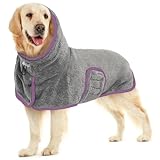 MIGOHI Microfibre Dog Towel - Extra Large Absorber Robe for Dogs - LightGray XL