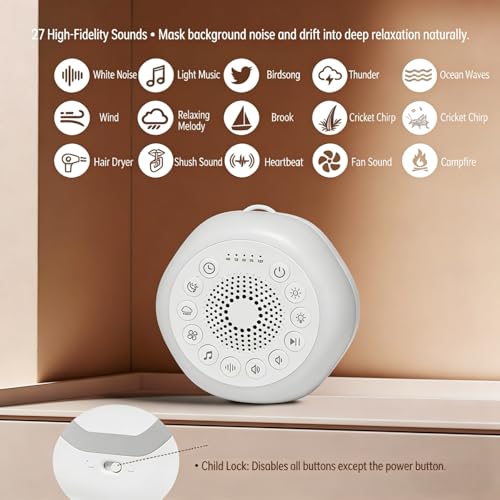 JWANGYUDG White Noise Sound Machine, Portable White Noise Machine, Sound Machine with Night Light, Travel Noise Machine for Home Office, Focus & Sleep - Image 6