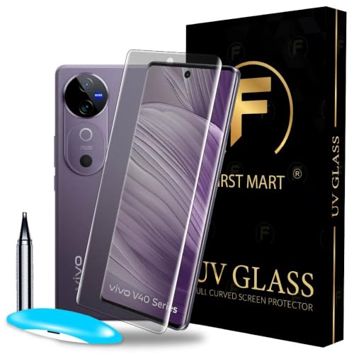 Image of FIRST MART Matte UV Tempered Glass for Vivo V29, Vivo V29e, Vivo V40, T2 Pro & iQOO Z7 Pro | Anti-Glare Curved Screen Protector, 9H Scratch Resistant, Fingerprint Compatible, Case-Friendly | Pack of 1