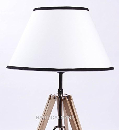 Nauticalmart Designer Natural Wood Tripod Table Lamp with Free Chrome Spike