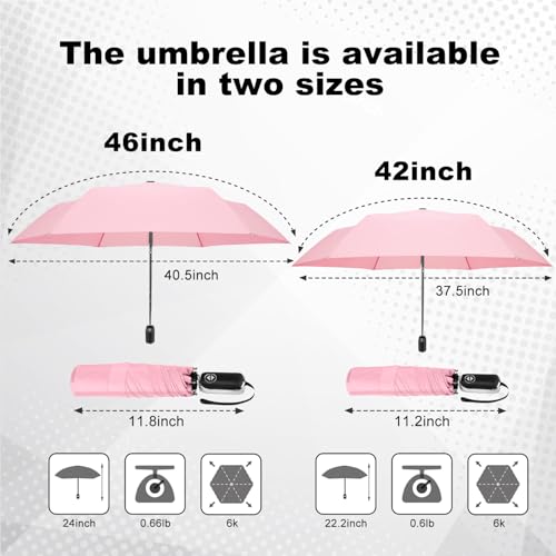 Lejorain Automatic Folding Umbrella Compact - Slim Flat Portable Mini Pocket Umbrellas Sturdy Durable Big Umbrella for Rain and Wind — view 3