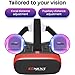 VR Headset Compatible with iPhone & Android - Universal Virtual Reality Goggles for Kids & Adults - Virtual Reality Headset for Kids - Your Best Mobile Games 360 Movies w/New 3D VR for iPhone (Red)