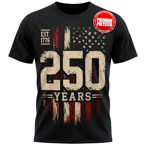 T-Shirt 250ème Anniversaire vêtement commémoratif 250 ans drapeau américain graphic tee
